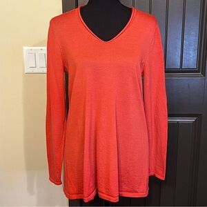 J. JILL Merino Wool Red-Orange Sweater Tunic, Size Small